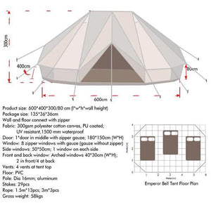 Cotton canvas glamping emperor bell tent