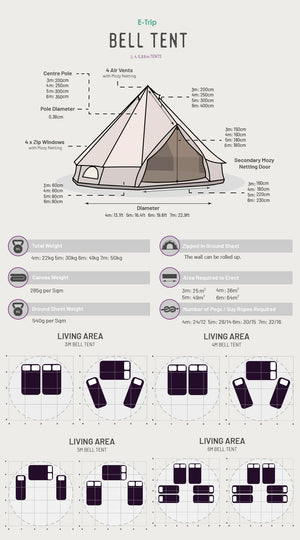Cotton canvas glamping bell tent