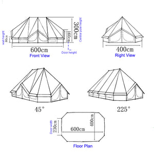 Cotton canvas glamping emperor bell tent